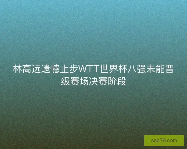 林高远遗憾止步WTT世界杯八强未能晋级赛场决赛阶段